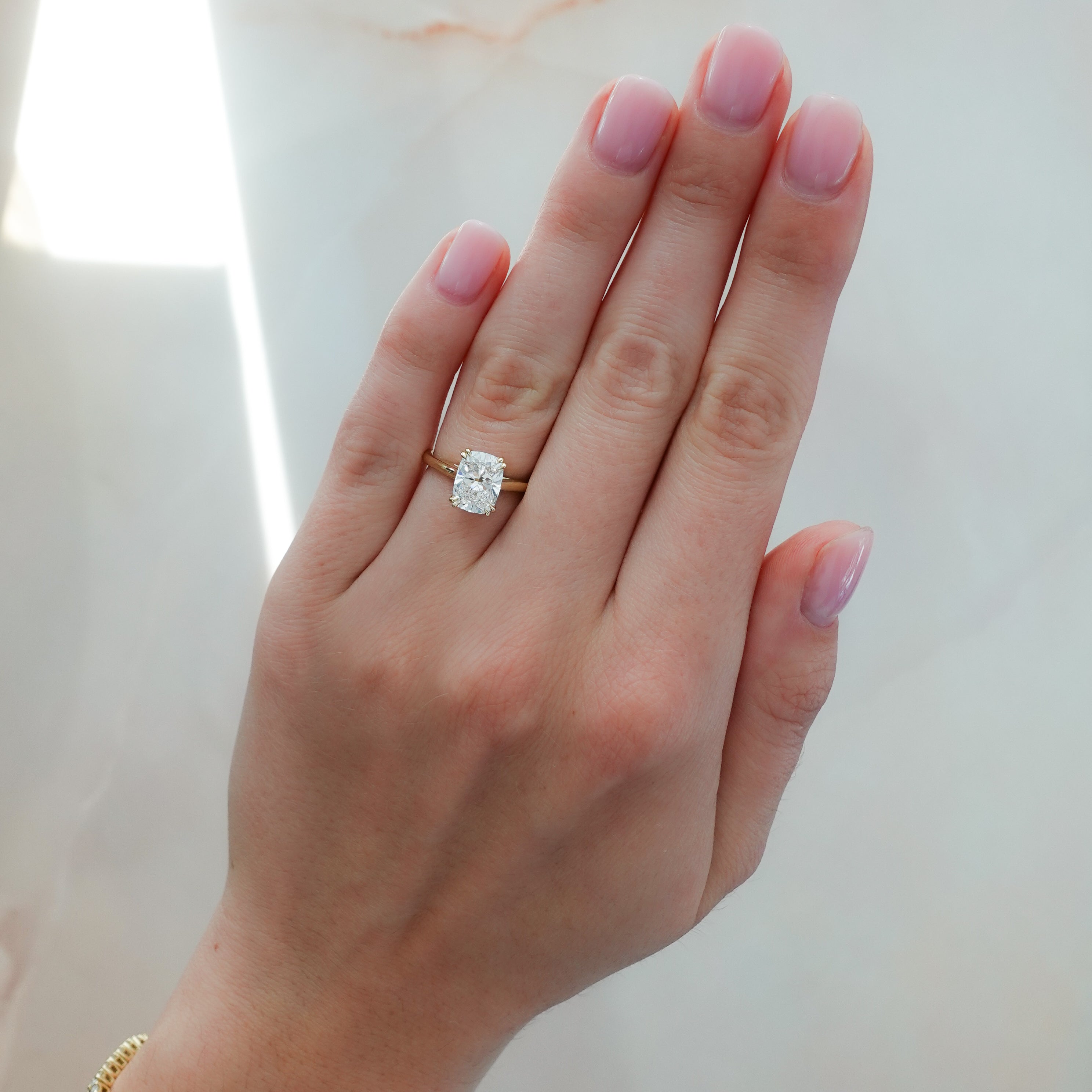 Marquise Shaped Three Stone Lab Grown Diamond Engagement Ring